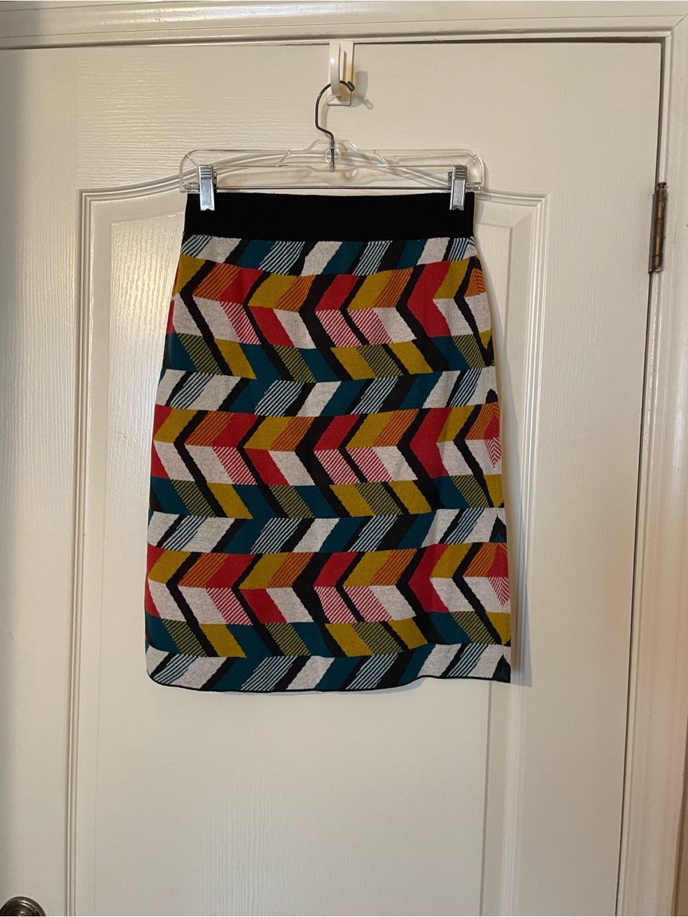 Maeve Anthropologie Geometric Knit Pencil Skirt Size S Abstract Retro Mod - Picture 3 of 9
